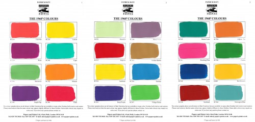 Patrick Baty produced this range of 1960s paint colours from contemporary sources